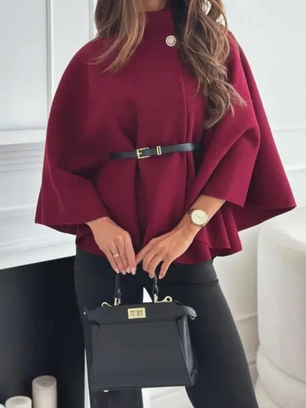 Poncho cape femme avec une ceinture