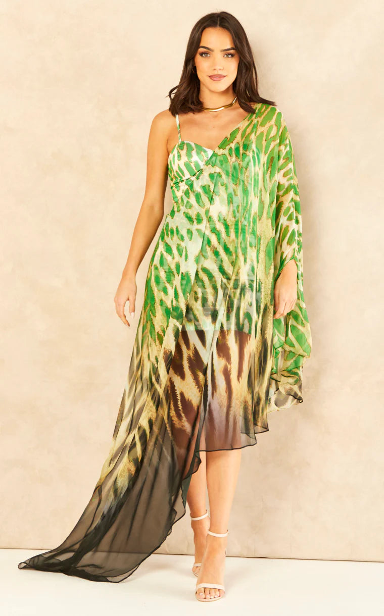 Robe 2 en 1 MAXI/MINI  Vert Imprimé Animal